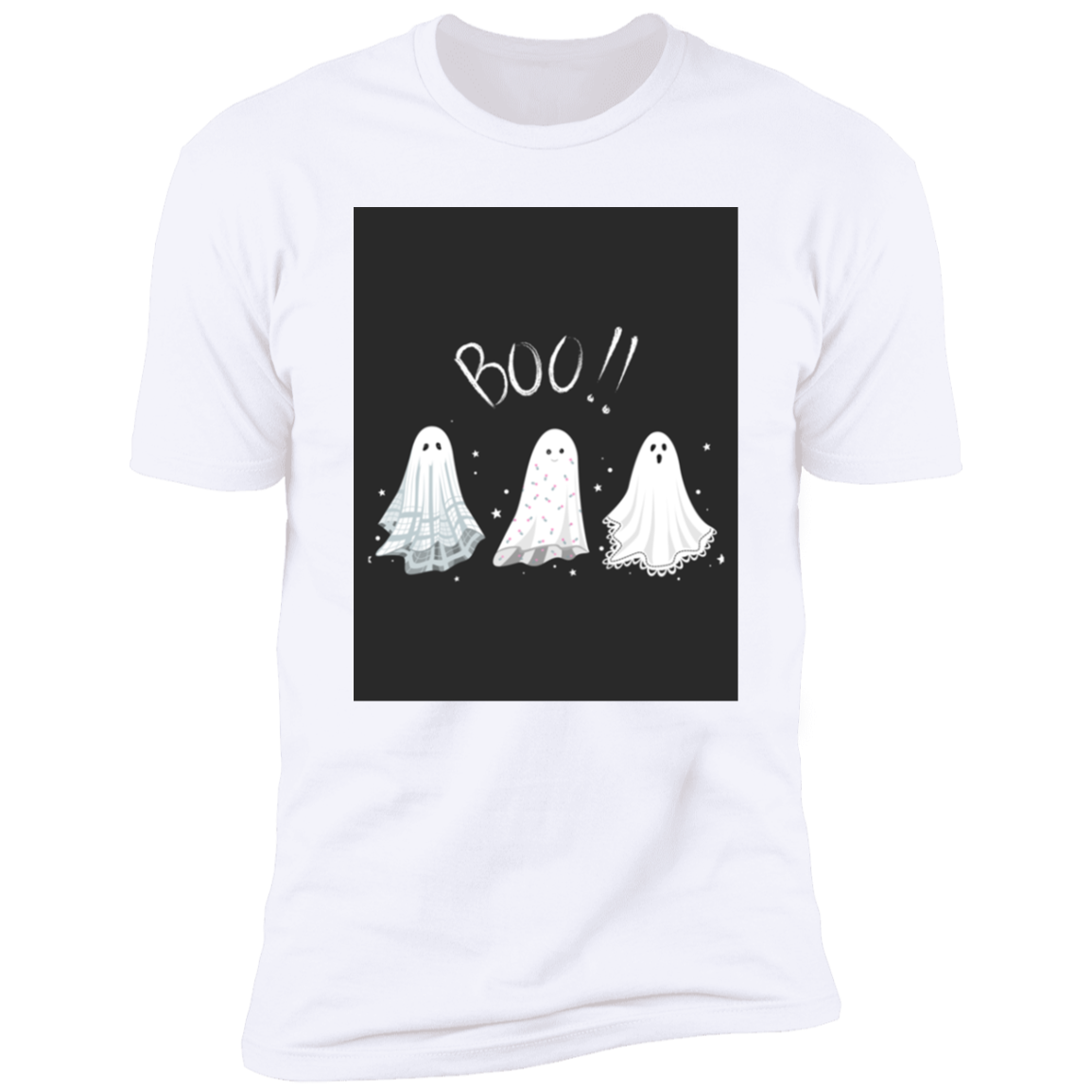 Black-White Modern Illustrative Ghost Halloween T-shirt