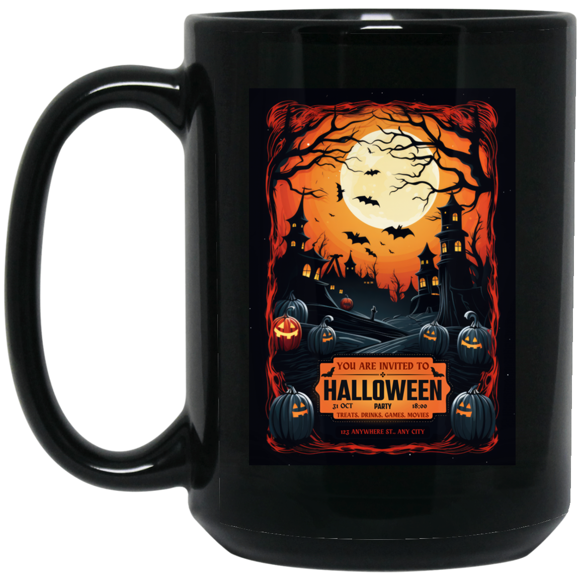 Black Grunge Halloween Party Mug