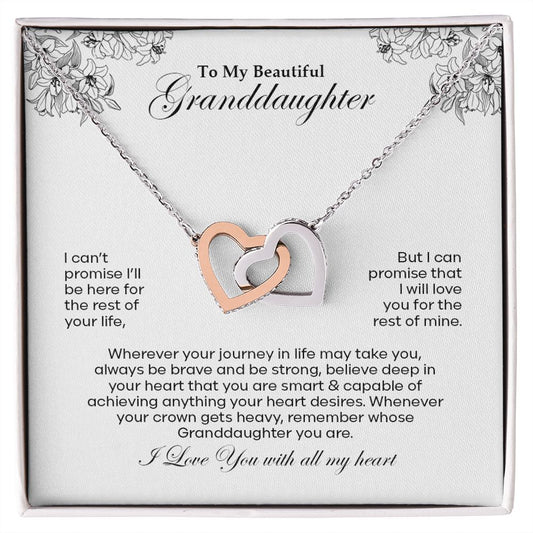 To My Beautiful Granddaughter | I Love You Wit All My Heart - Interlocking Hearts necklace